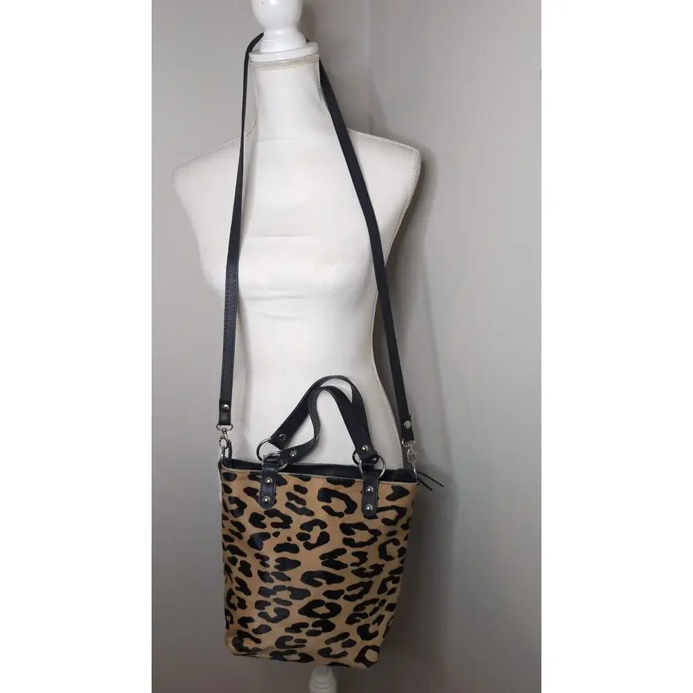Maurizio Taiuti calf hair leopard leather convertible crossbody Italy - Picture 4 of 12